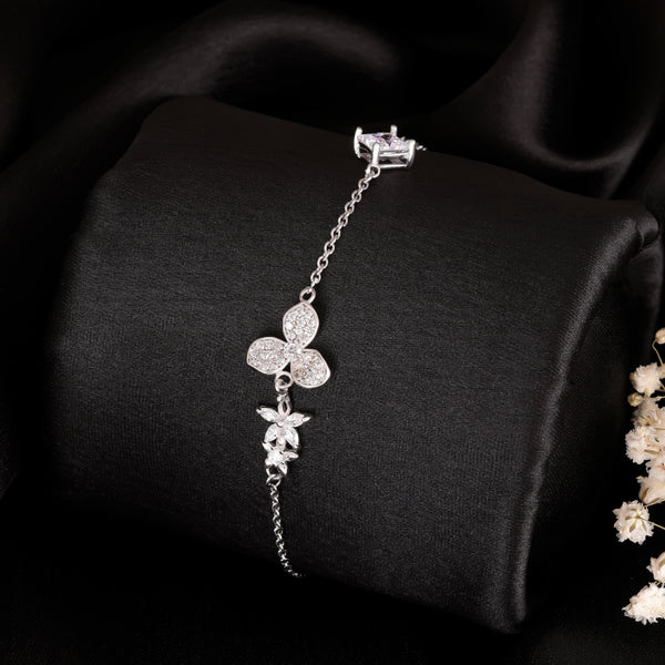 Solitaire Three Charms Silver Bracelet