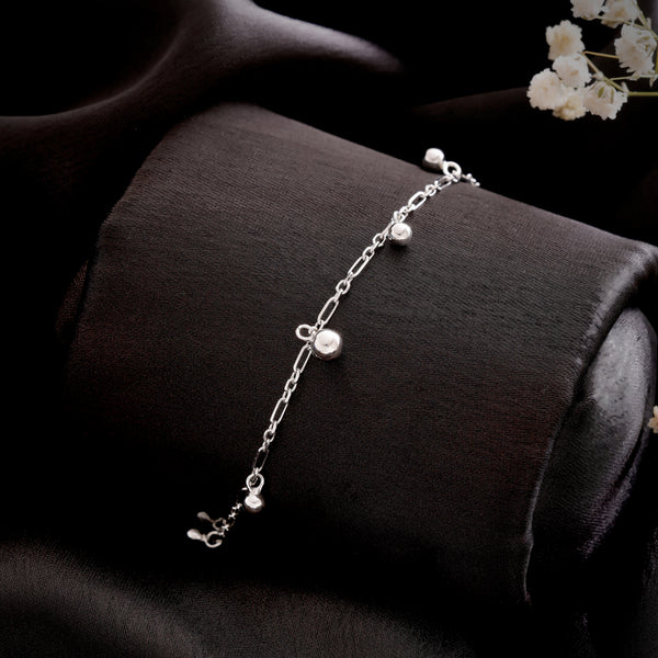 Multi Silver Pearl Charms Chain Bracelet