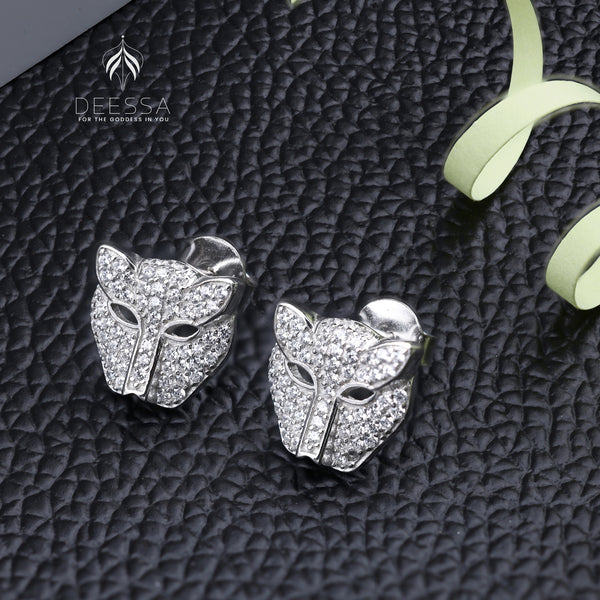Shiny Cat Shape Silver Stud Earring
