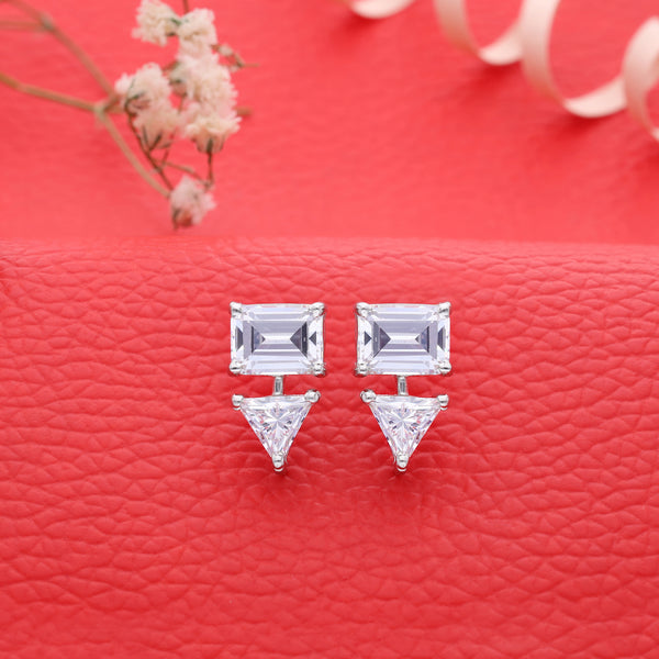 Shiny Crystal Clear Shape Silver Stud Earring