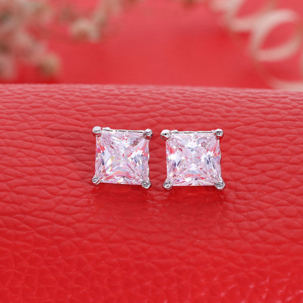Shiny Cubic Shape Silver Stud Earring