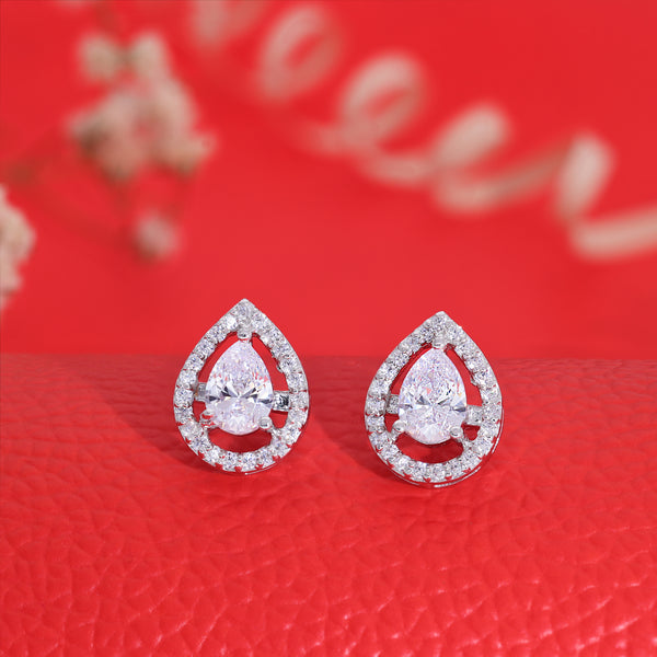 Shiny Silver pear Shape Silver Stud Earring