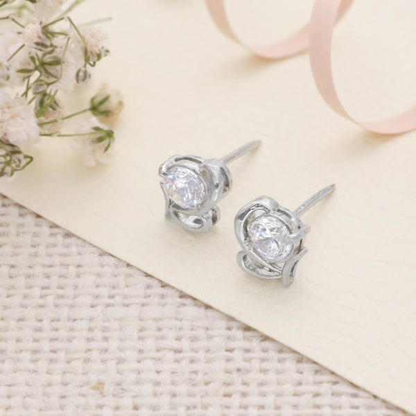 Shiny Mini Crystal Shape Silver Drop Earring