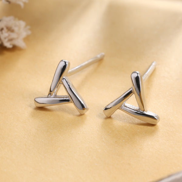 Extended Triangle Silver Earrings