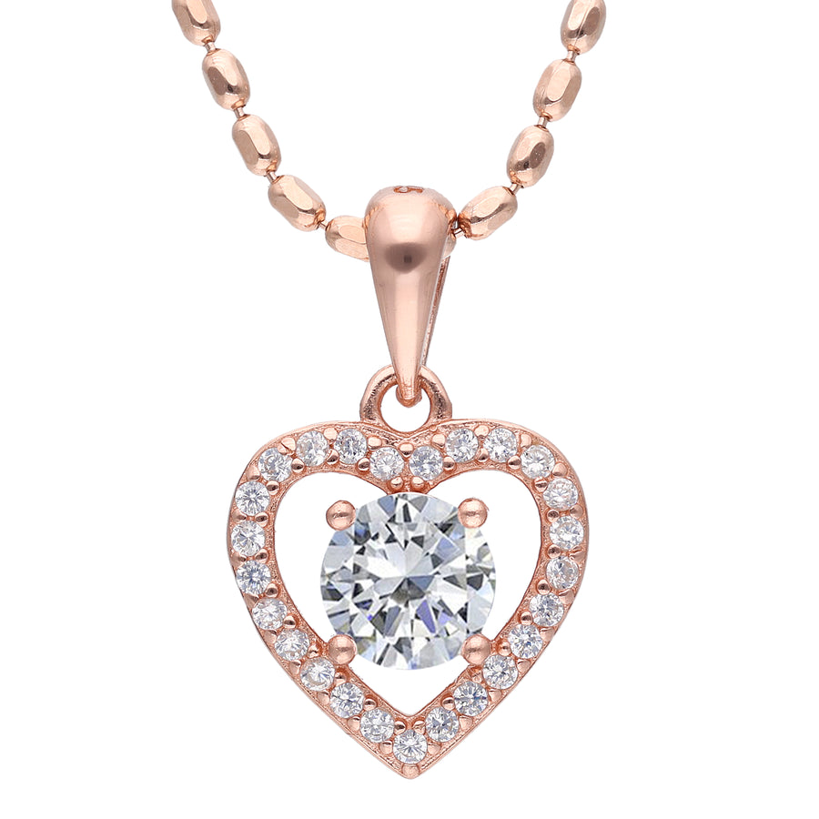 Sterling Silver Heart Necklace Pendant (Rose Gold Colour)