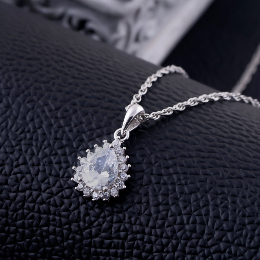 Sterling Silver Pear Necklace Pendant (Silver Colour)