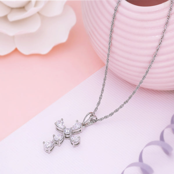 Sterling Silver Cross Necklace Pendant (Silver Colour)
