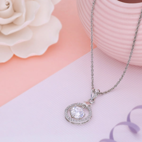 Sterling Silver Round Star Necklace Pendant (Silver Colour)