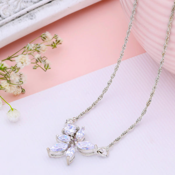 Sterling Silver Floral Necklace Pendant (Silver Colour)