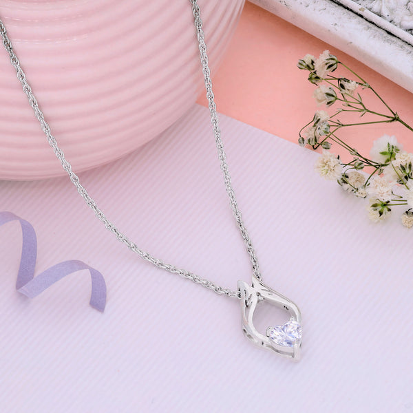 Sterling Silver Heart Necklace Pendant (Silver Colour)