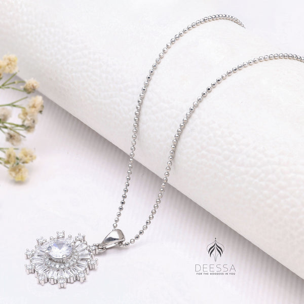 Sterling Silver Flower Necklace Pendant (Silver Colour)