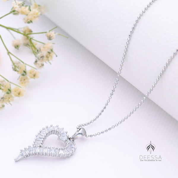 Sterling Silver Heart Necklace Pendant (Silver Colour)