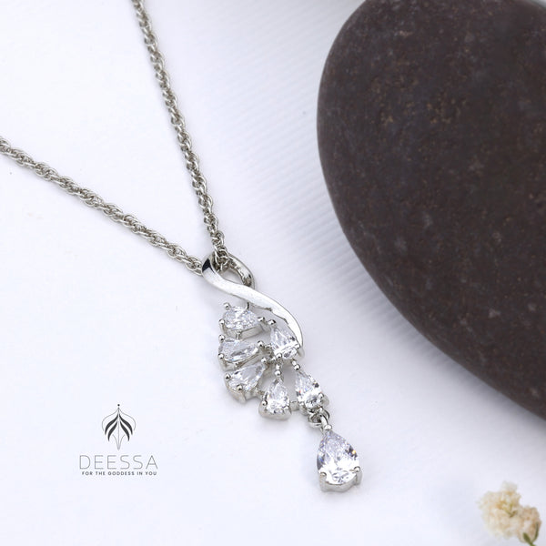 Sterling Silver Wave Necklace Pendant (Silver Colour)
