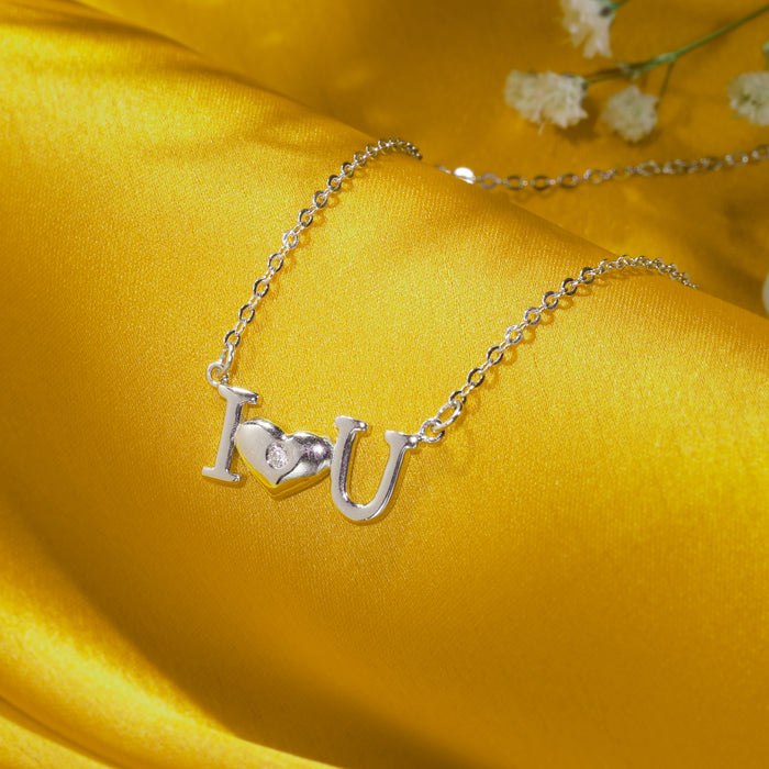 ILU Love Solitaire Silver Pendant Necklace