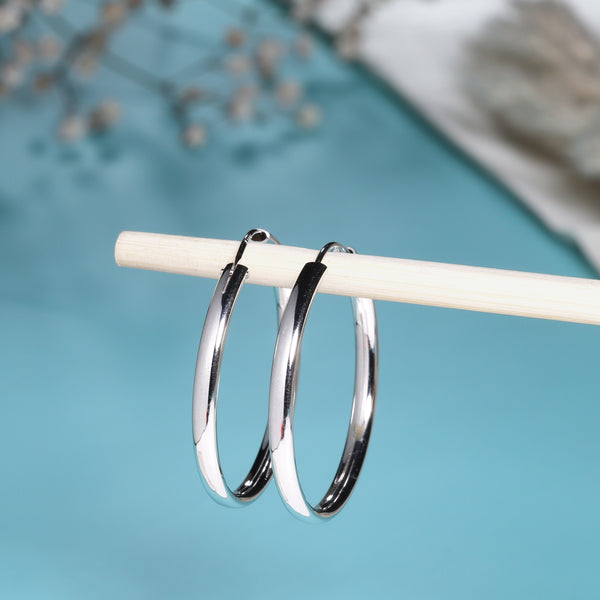 Evergreen narrow 17mm Bali Silver Earrings